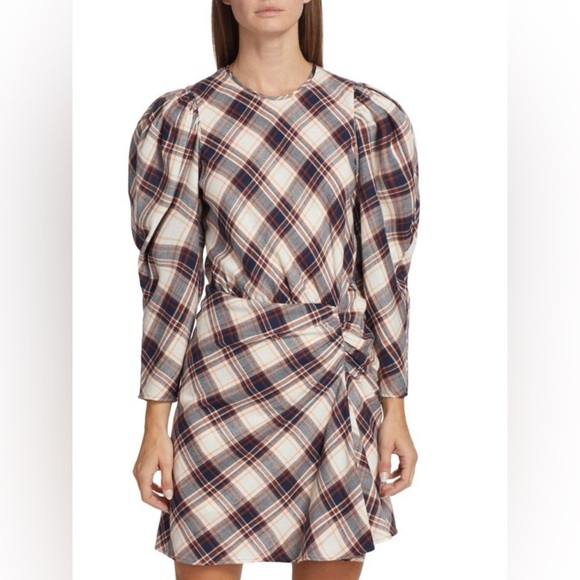 NEW Veronica Beard Agnor Draped Plaid Mini Dress Size 4 Color Black White - Picture 1 of 8